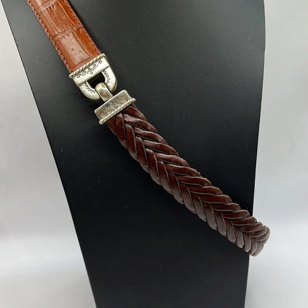 Vintage Brighton Two Tone Brown Leather and Leather Braid Size M 30